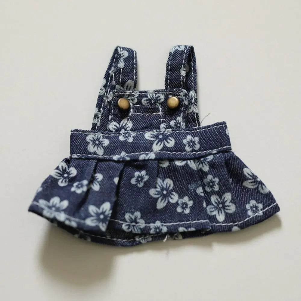 Ob11 Doll Clothes Fashion Denim Suspenders Skirt Casual Wears For 12cm Dolls DIY Doll Clothes Accessories Toys