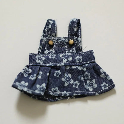 Ob11 Doll Clothes Fashion Denim Suspenders Skirt Casual Wears For 12cm Dolls DIY Doll Clothes Accessories Toys