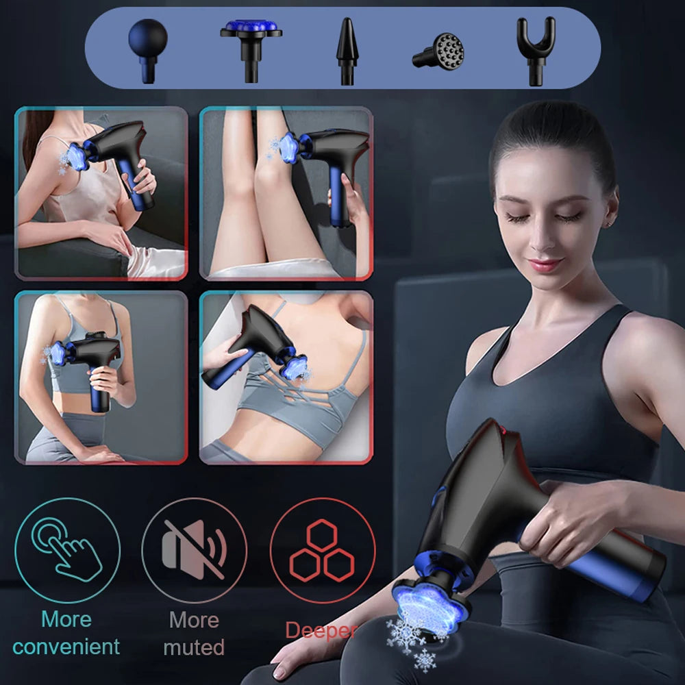 Portable Massage Gun Percussion Pistol Massager Professional Deep Muscle Massager For Body Neck Back Relaxation Fitness Slimming
