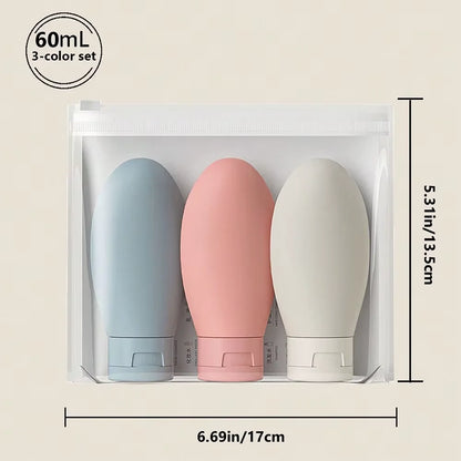 3 pieces of 60ml leak proof refillable packaging liquid container empty travel container, travel size distribution bottles