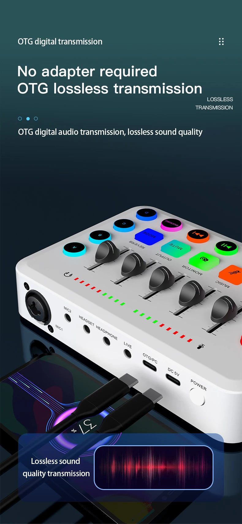 F11 Live Sound Card Streaming 5-Channel Mixer Sound Card Audio Mixer Professional Studio for Game Voice Podcast Live Streaming