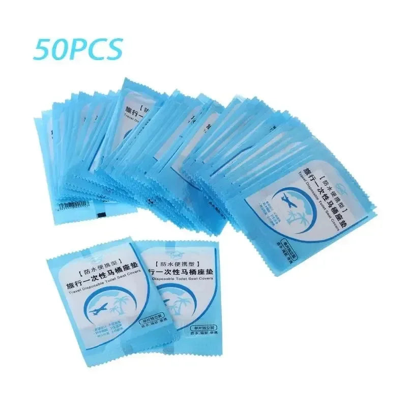 10/50PCS Biodegradable Disposable Plastic Toilet Seat Cover Portable Safety Travel Bathroom Toilet Paper Pad Bathroom Accessory