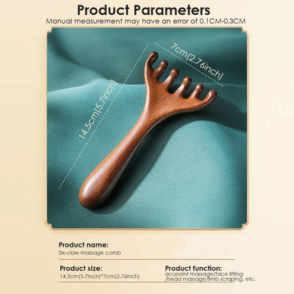 Handheld Scalp Massager Six-Claw Head Meridian Massage Comb Anti-static Gua Sha Tool Scratcher Spa Promote Blood Circulation