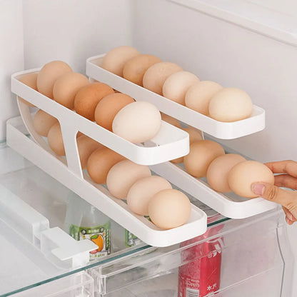 Refrigerator Side Door Egg Organizer, Rolling Egg Tray for Fridge, Keep Eggs Fresh, Space - Saving Egg Storage Solution