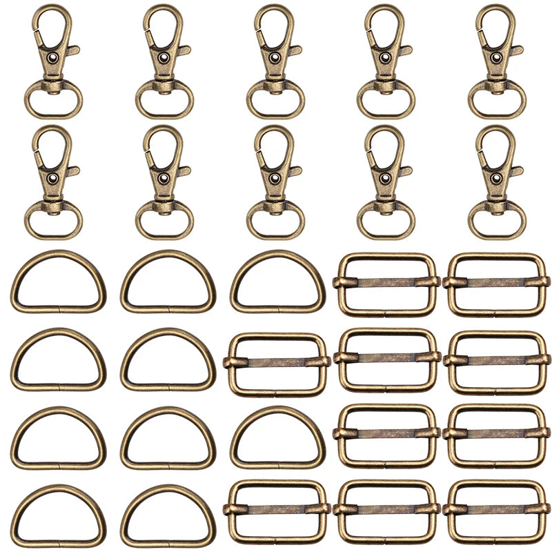 KRABALL 30PCS Adjuster Buckle Belt Key Chain Slide Buckle Middle Center Bar for Bag Strap Belt Webbing and Leather Strap Making
