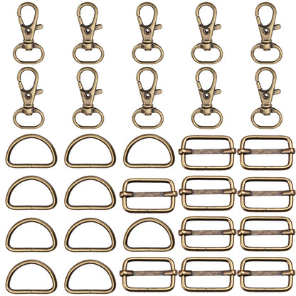 KRABALL 30PCS Adjuster Buckle Belt Key Chain Slide Buckle Middle Center Bar for Bag Strap Belt Webbing and Leather Strap Making