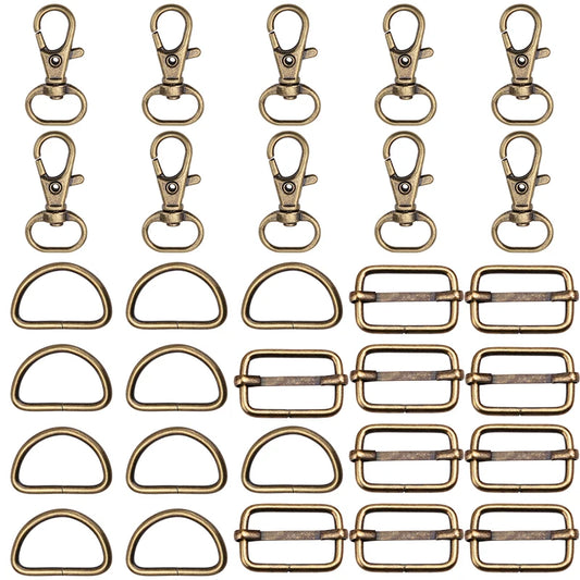 KRABALL 30PCS Adjuster Buckle Belt Key Chain Slide Buckle Middle Center Bar for Bag Strap Belt Webbing and Leather Strap Making