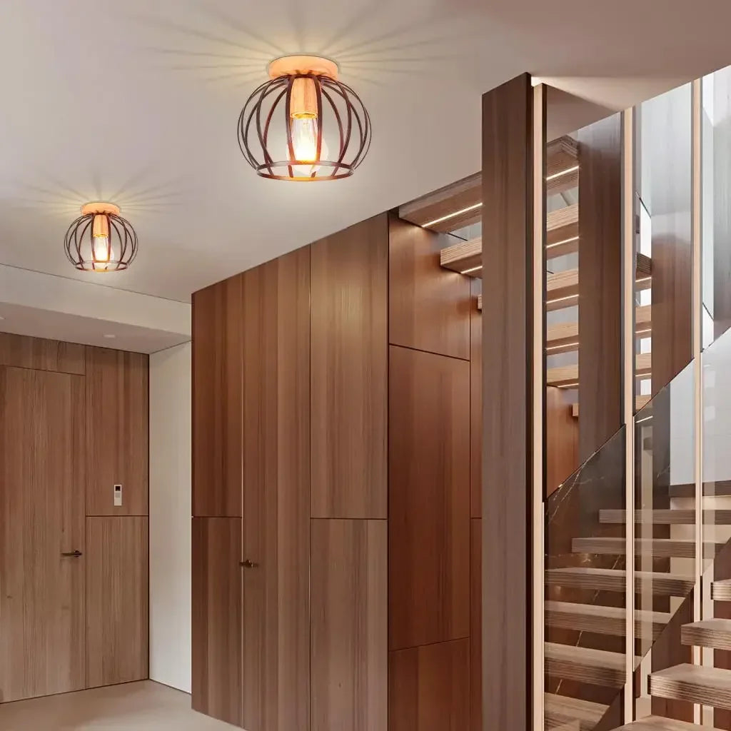 Led Lights for Room  Lamps for Living Room Wood Art Wood Light Modern Simple Retro Ceiling Light Entrance Lighting