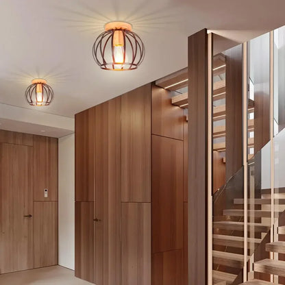 Led Lights for Room  Lamps for Living Room Wood Art Wood Light Modern Simple Retro Ceiling Light Entrance Lighting