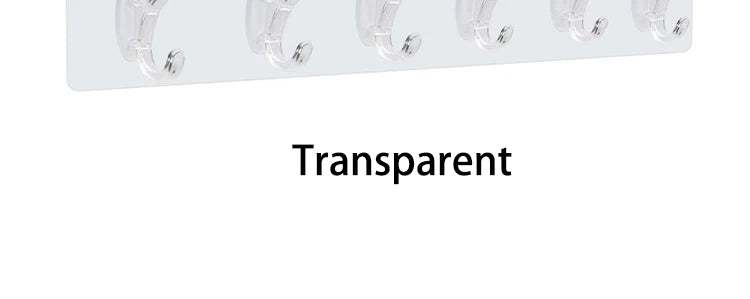 Transparent 6 Row Hooks No Trace Strong Hooks Sticky Rear Row Hooks for Hanging Towels Clothes and Coats Bathroom Accessories