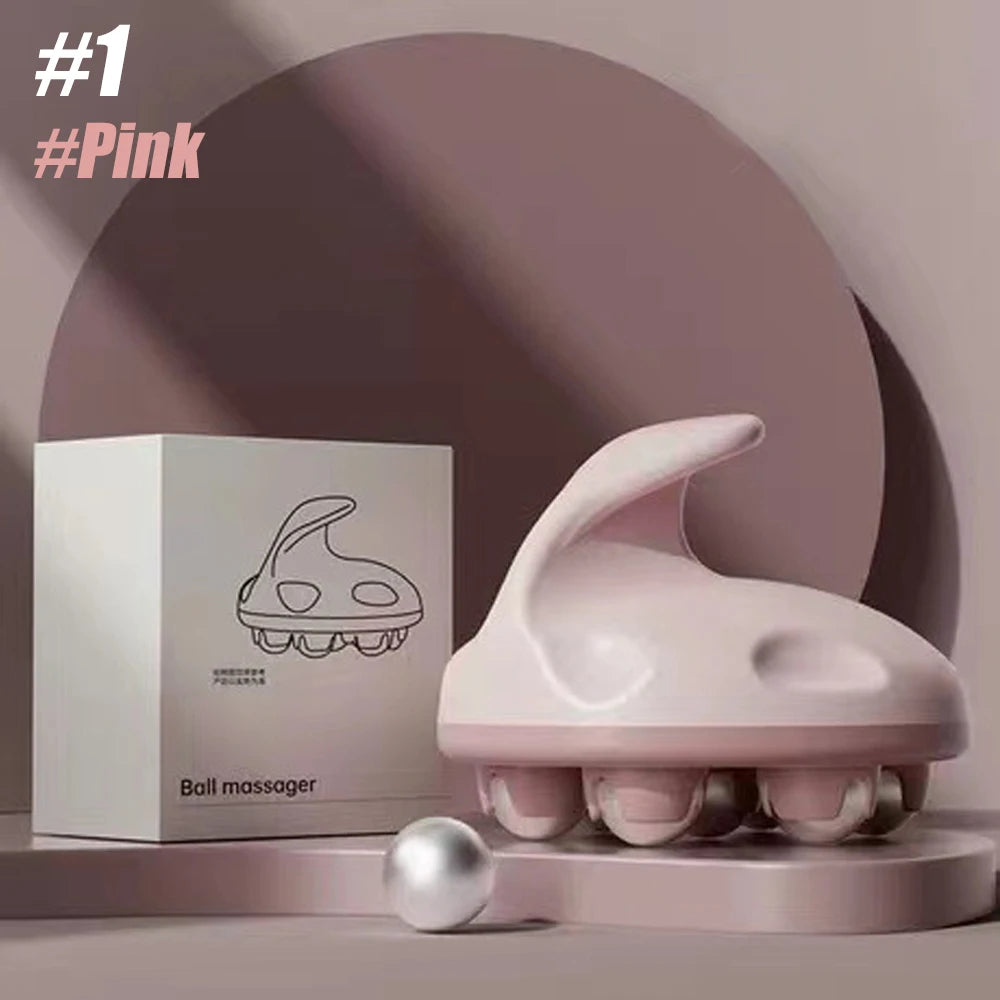 Hand Roller Massager for Cellulite Massage,Deep Tissue Massage Ball for Back,Neck,Foot,Shoulder,with 7 360-degree Metal Roller