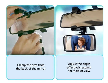 Car Interior Rear View Mirror Mount Clip 360 Rotatable Adjustable Car Observing Back Seat Auxiliary Mirror Baby Monitor