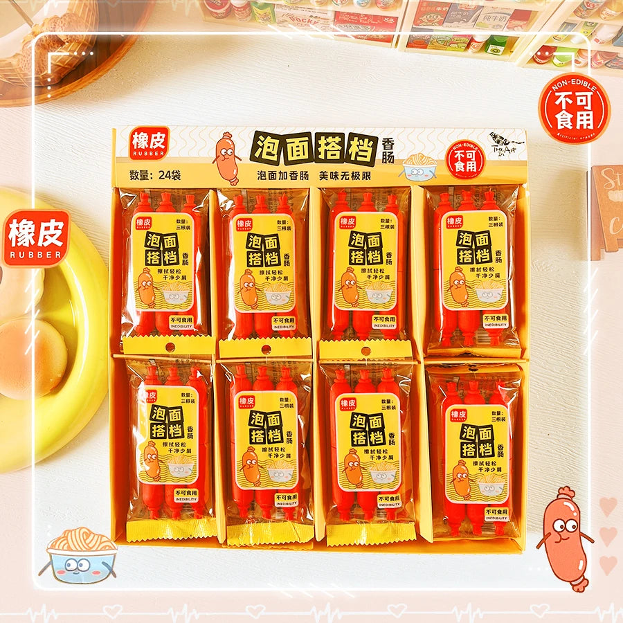 school teacher gift back to school supplies Aesthetic cute stationery Kawaii object funny erasers Sausage rubber cute things
