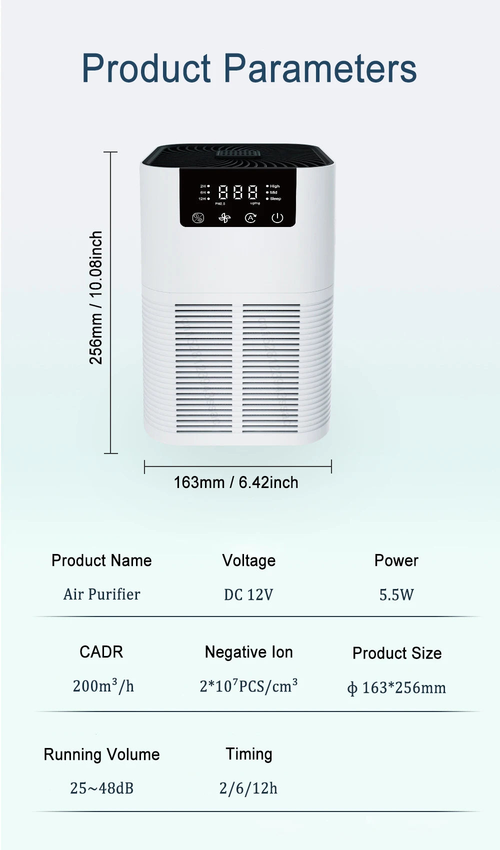 Air Purifier Portable Desktop Air Freshener For Home Allergies and Pets Hair, Smokers in Bedroom HEPA Filter Air Cleaner