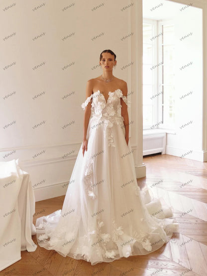 Charming Wedding Dresses Elegant Bridal Gowns Off The Shoulder Robes Satin Floor Length Glamorous Vestidos De Novia Customized