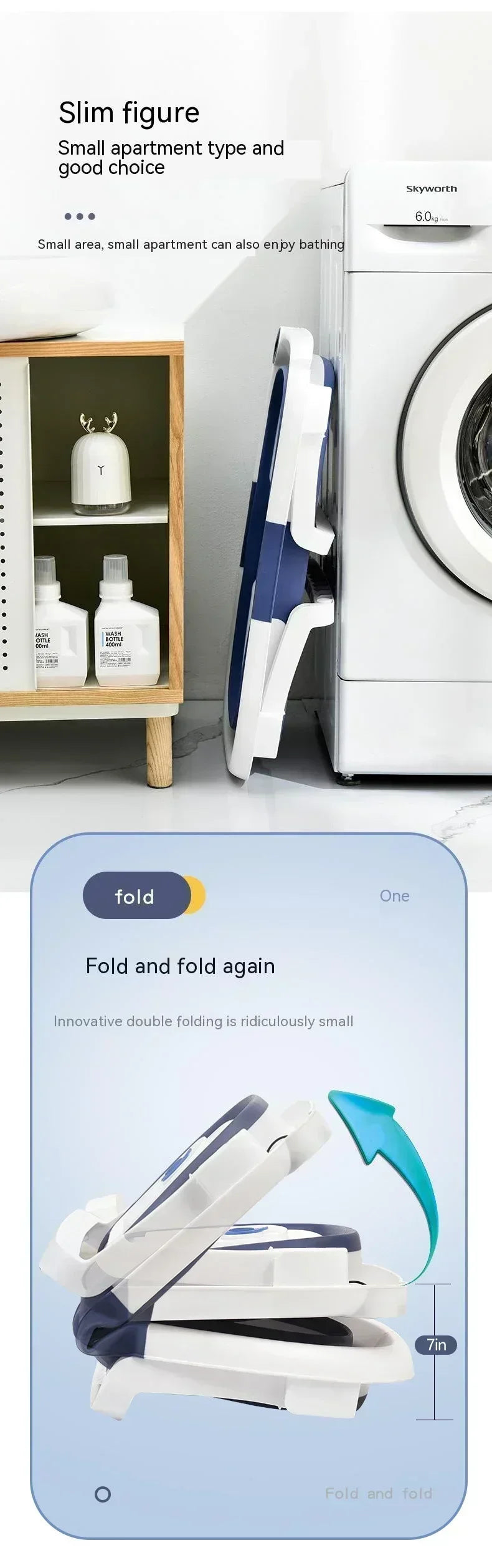 Foldable Baby Bathtub with Temperature Sensor for Newborn Toddlers Children Bathing Sit Lie Down Shower Tray Home Travel Tub