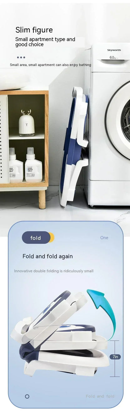 Foldable Baby Bathtub with Temperature Sensor for Newborn Toddlers Children Bathing Sit Lie Down Shower Tray Home Travel Tub