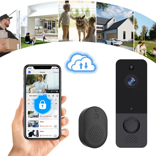 Video Doorbell Camera 2-Way Audio Doorbell with Camera PIR Motion Detection for Home Office