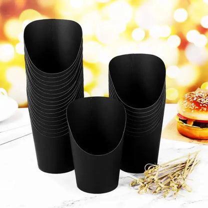 50pcs Popcorn Boxes Disposable Kraft Paper Slant Cup Water Proof Thickened French Fries Cup Oil-proof Snack Cups Sundae