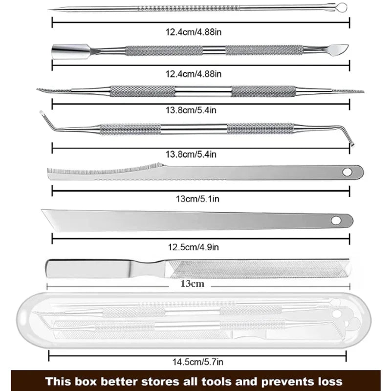 3-7pcs Stainless Steel Manicure Pedicure Knife Nail Clippers To Remove Dead Skin Calluses Thick Hard Acne Needle Pick Tool Set