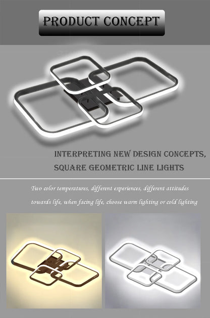 Modern LED Ceiling Light 4 Rings Black White Home Decor Lamp For Bedroom Living Room Restaurant Hotel Indoor Led Lighting Lustre