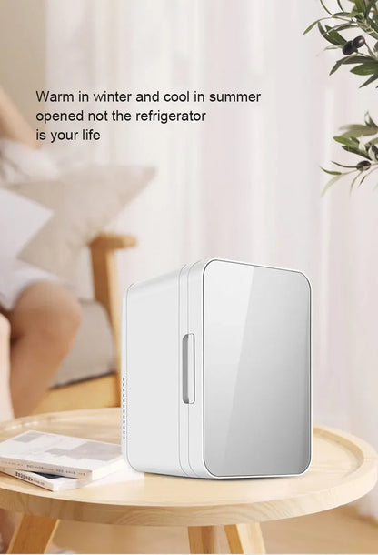6L Mini Car Refrigerator 12V DC 220V AC Electric Portable Beauty Cooler Warmer Car Mini Fridge Ice Box for Home Camping Travel