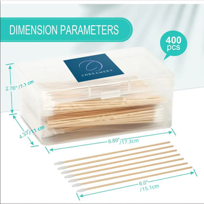 100/300PCS 6 Inch Precision Tips Cotton Swabs - Long Wooden Stick Cotton Buds Pointed Cotton Swabs With Case - Cotton