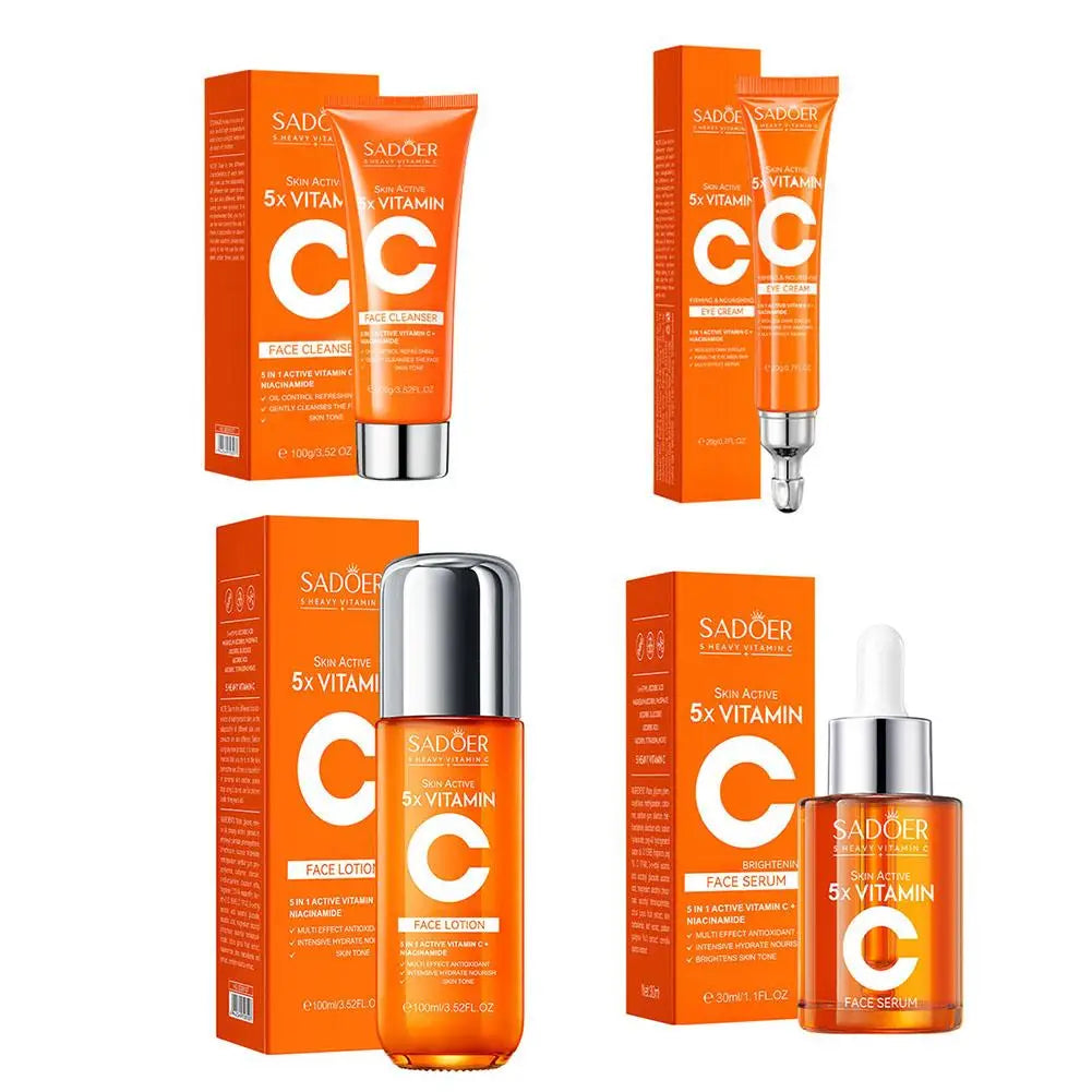 Vitamin C Skincare Set Collagen,hyaluronic Acid,glycerin 5 Fold Vitamin C Skincare Series Moisturizing Serum Face Care Set