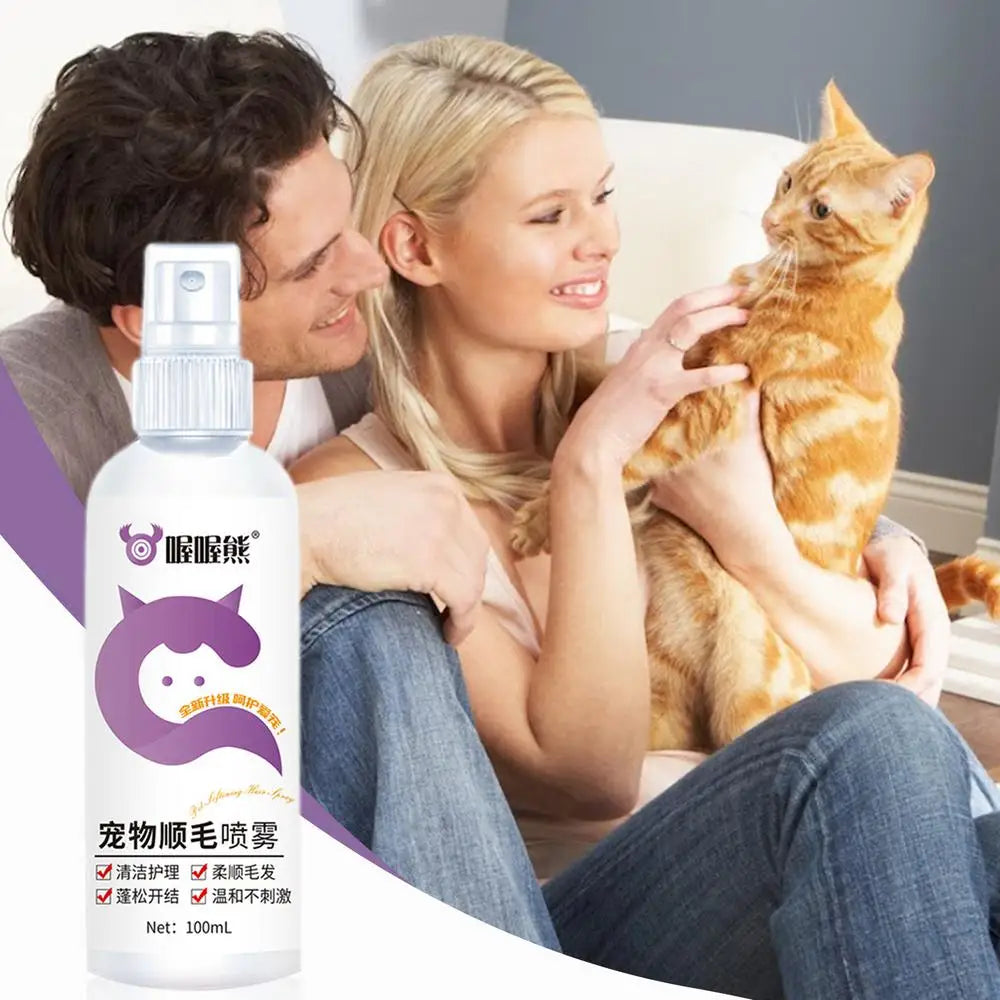 Dog Conditioner Spray 100ml Deodorizing Dog Grooming Spray Anti-Static Ph Balanced Dog Hair Spray Long Lasting Cat Detangler For