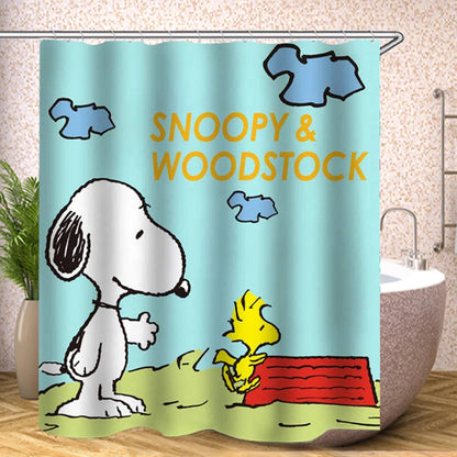 Snoopy Anime Funny Cute Shower Screen Bath Curtain Toilet Accessories Bathroom Sets Full Setluxury