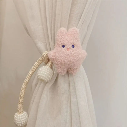2Pcs Ins Cartoon Bear Curtain Cute Plush Window Curtain Buckles 3D Decorative Bear Curtain Tieback Curtain Accessories