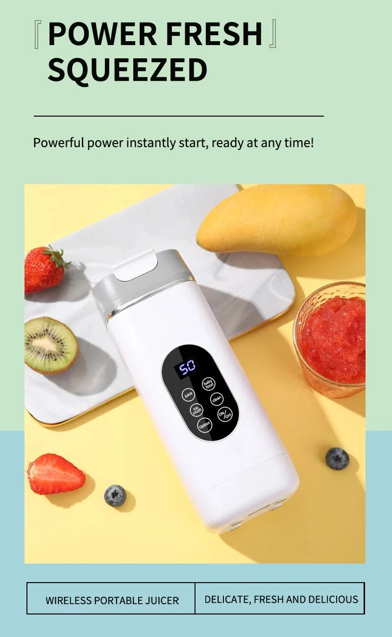 Electric Blender Rechargeable Portable Juicer USB Charging Hand Blender Electric Fruit Juicer 12 Blades Crushed Ice Juicer Cup