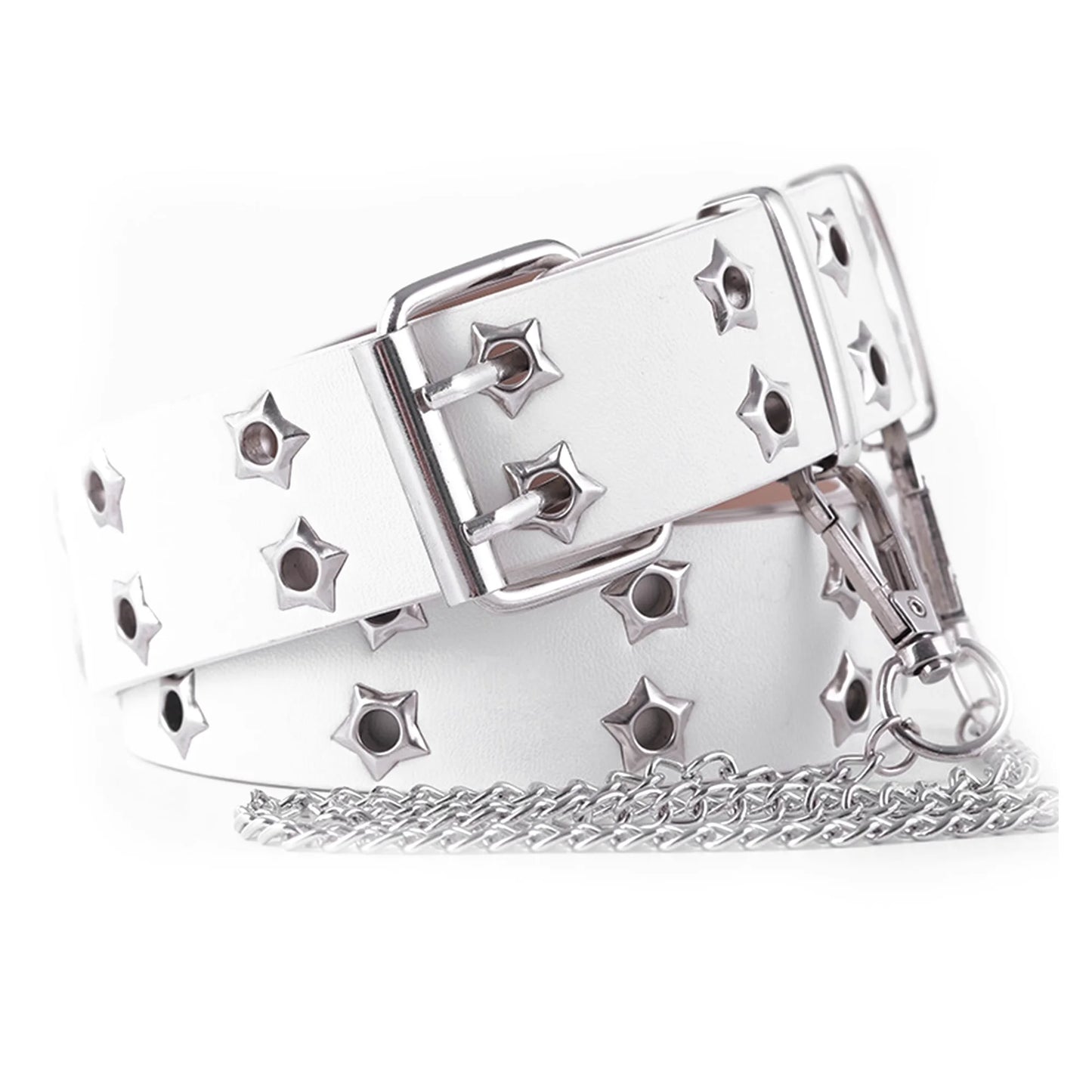 Women's Belt  Large size Double Hole Men Belt Punk Hip Hop Rock Style Subculture Y2K Belt Punch Free Belt for Men and Women