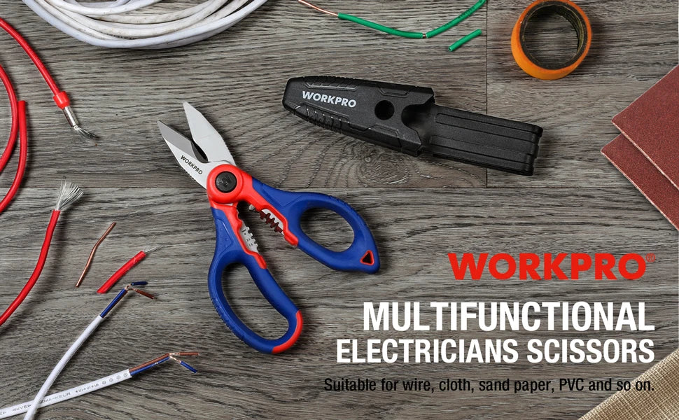 WORKPRO Electrician Scissors Wire Stripper Hand Tool Wire Stripper Wire Cable Cutter Plumbing Electrical Cable Stripper Wire