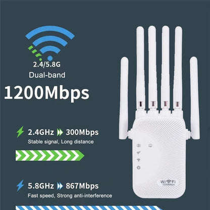 Xiaomi New 1200M WiFi Repeater 2.4G/5G Dual Band Wifi Amplifier Network Expander Range Extender 6 Antenna Wireless Wi-Fi Router