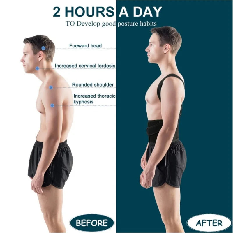 Adjustable Back Posture Corrector With Breathable Shoulder And Waist Support Straps For Boys And Girls To Relieve Back Pain