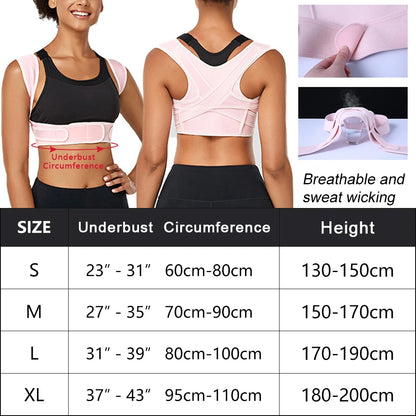 Posture Corrector Adjustable Upper Back Brace Breathable Back Support Straightener for Neck Shoulder Clavicle Lumbar Pain Relief
