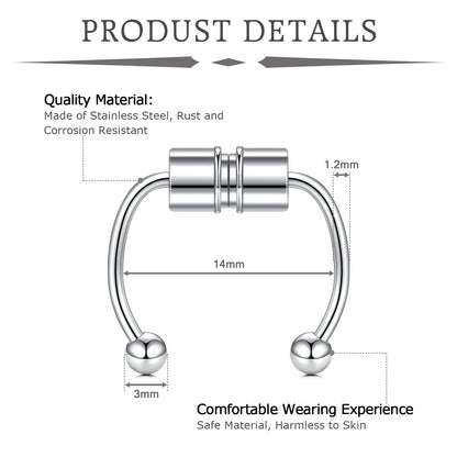 12Pcs/Set Fake Ear Ring Magnetic Studs Faux Non Pierced Ear Ring Ear Cuff No Piercing Magnetic Nose Studs CZ Dia 3/4/5mm