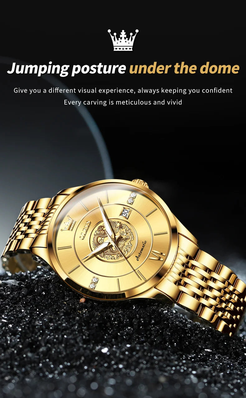 OLEVS brand watch Xianglong relief fully automatic mechanical watch men's watch men's watch 6693