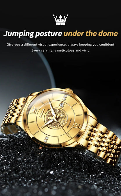 OLEVS brand watch Xianglong relief fully automatic mechanical watch men's watch men's watch 6693