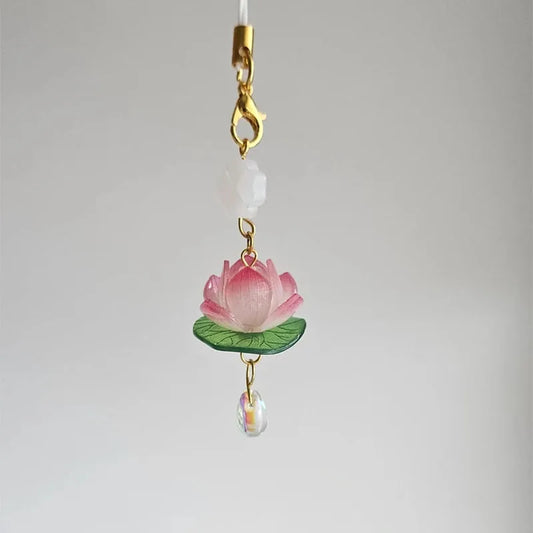 Lotus Phone Charm Flower Phone Accessories Y2K  Handmade Cute
