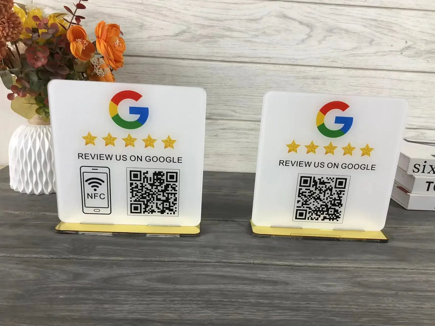 Review Us on Google Custom Google Review Sign With NFC Beauty Salon Business Decor Acrylic Google Review QR Code Sign
