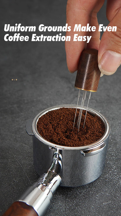 Espresso Coffee Stirrer Coffee Stirring Tool Coffee Powder Stirrer Needle Distributor Wood Handle Barista Hand Distribution Tool