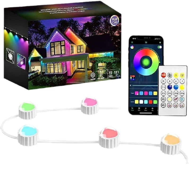 Permanent Outdoor Lights for House Smart Outside Christmas Eaves Light Waterproof Eaves Lights Remote APP Control Music Sync