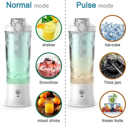 Portable Blender Juicer Multifunctional Usb Charging 600ml Electric Juicer Machine Fresh Fruit Juice Blender Smoothie Cup Bottle