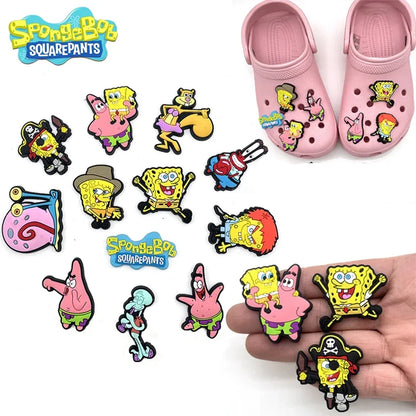 1pcs SpongeBob Shoe Buckle Anime Patrick Star Crocs Charms Cartoon Crocs Accessories Sandals Decorate Kids Party X-mas Gifts