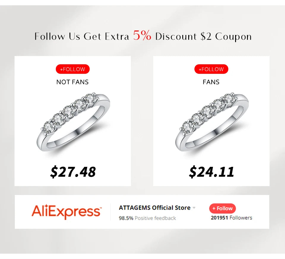 ATTAGEMS Luxury Round Cut 2.5mm Moissanite Ring for Women Man 925 Sliver Sparkling Fine Jewelr Engagement Wedding Party Gift New