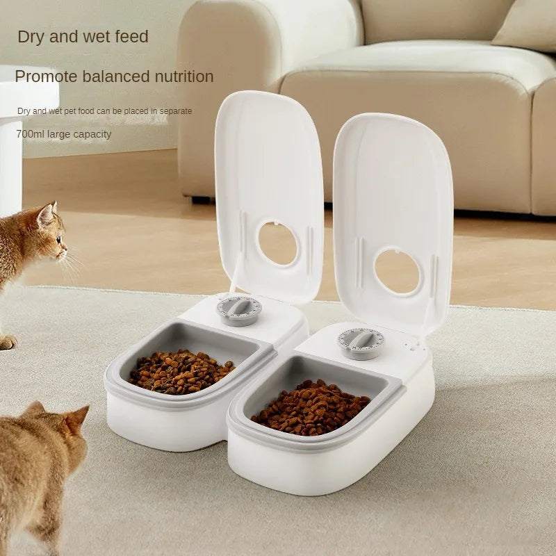 Pet Bowl Smart Timed Cat Feeder Quantitative Wet and Dry Food Single Meal Separation Home Use Automatic Feeding for Dogs & Cats