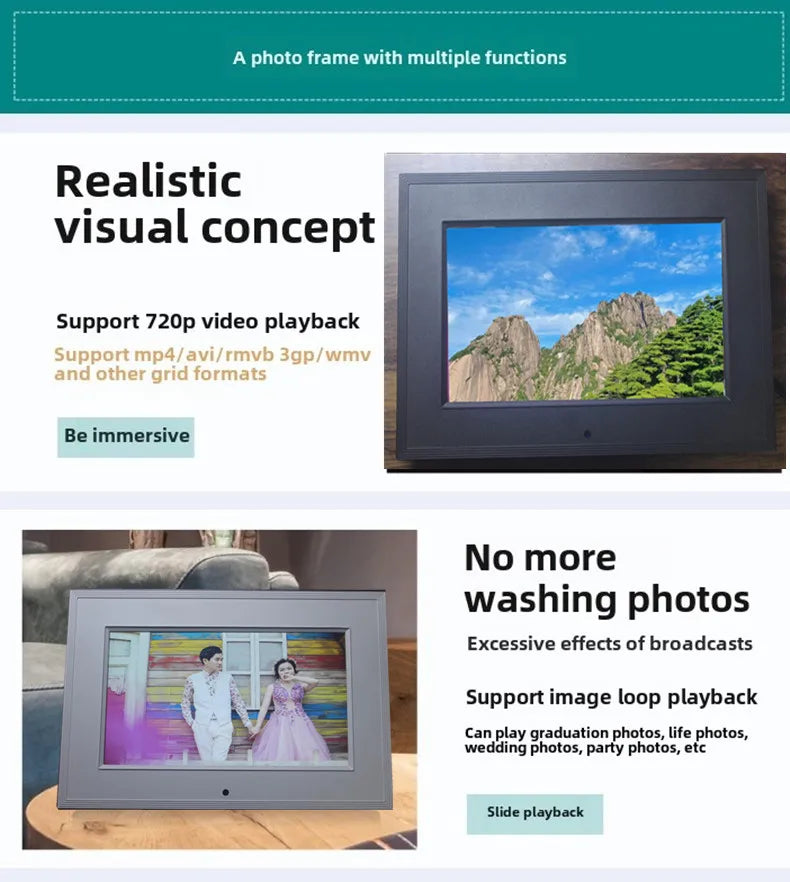 7 Inch Digital Picture Frame 1026*600 Display Photo Frame E-Photo Digital Photo Frame