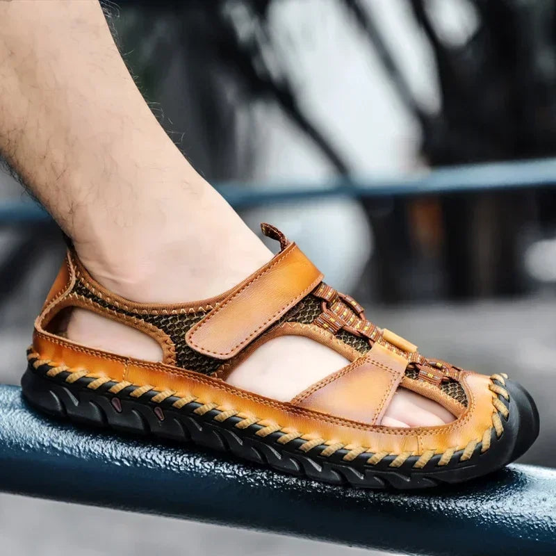 Comfortable Man Sandal for Men Flat Sandals Trend 2024 Men's Summer Sandal Authentic Leather Shoes Man Platform Sandals. Slipers